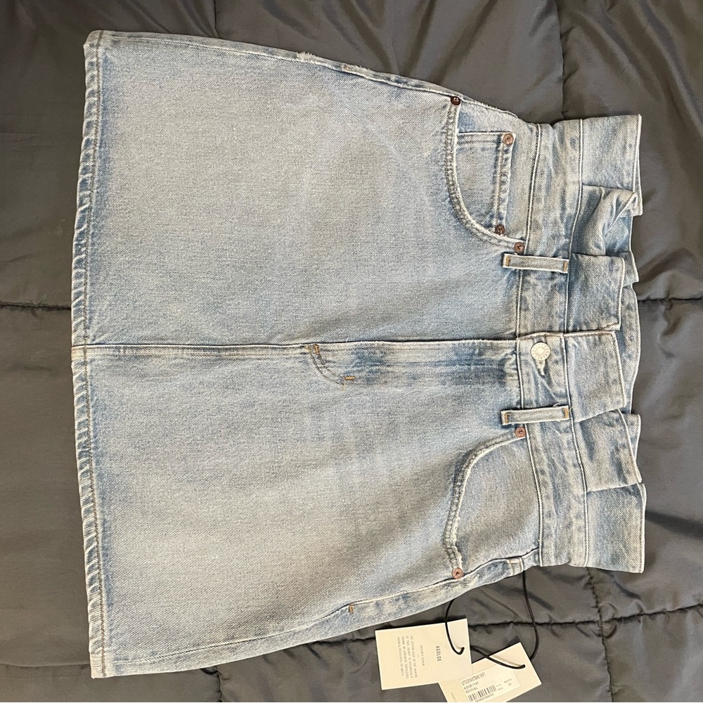 Agolde organic denim skirt with ruffle waist